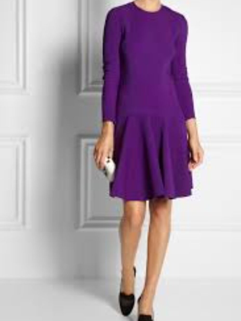 Stella McCartney Purple Long-Sleeve Fit & Flare Dress Size US 6